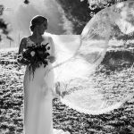 Bride with long DIY veil